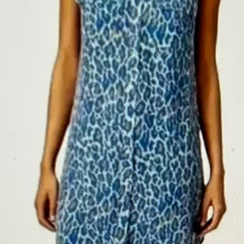 Equipment Femme Size L 100% Silk Cheetah Print Sleeveless Collared Shirt Dress